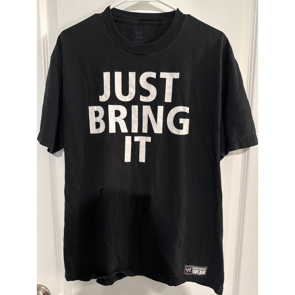WWE The Rock Just Bring It Mens Black T-Shirt Brahma Bull Wrestling Authentic